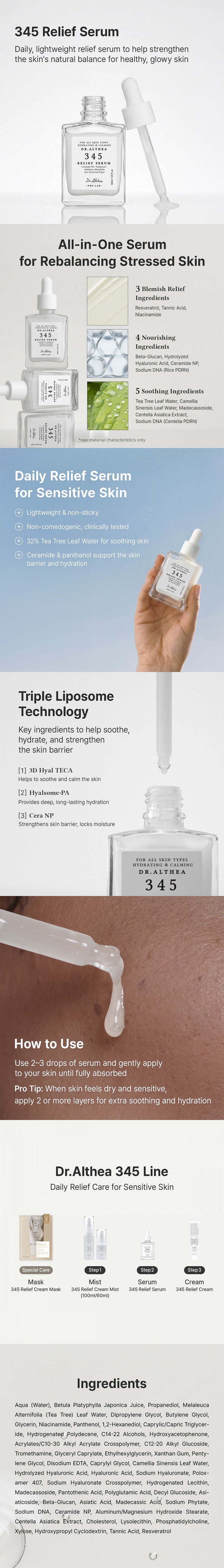 Dr. Althea 345 Relief Serum ingredientes clave