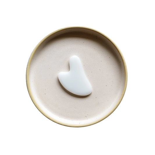 Gua Sha Jade Blanco BeautYou - herramienta de masaje facial forma V