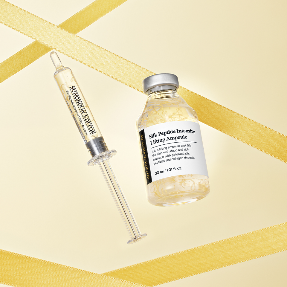 Sungboon Silk Peptide Ampoule textura dorada